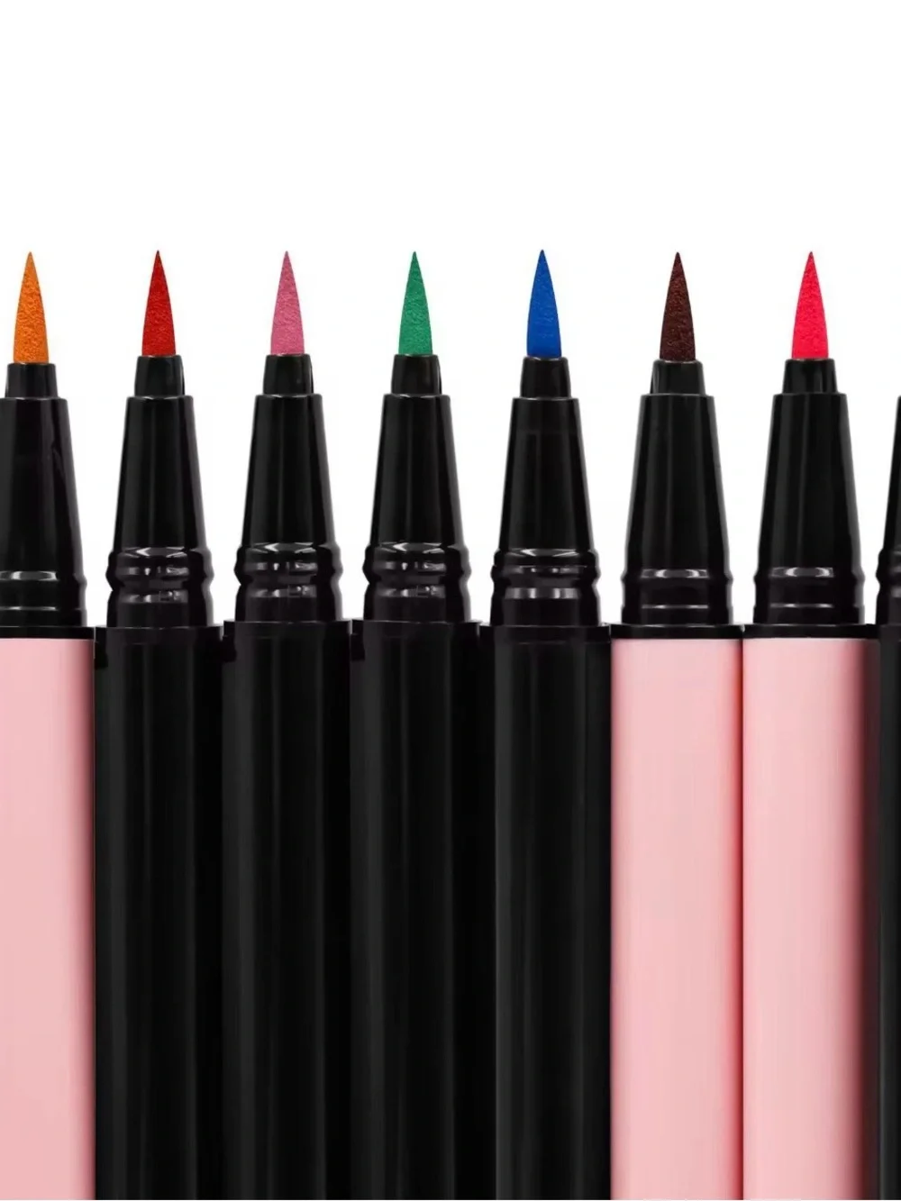Multi-Color Liquid Eyeliner Pens - Pink Barrel, 7-Shade Set